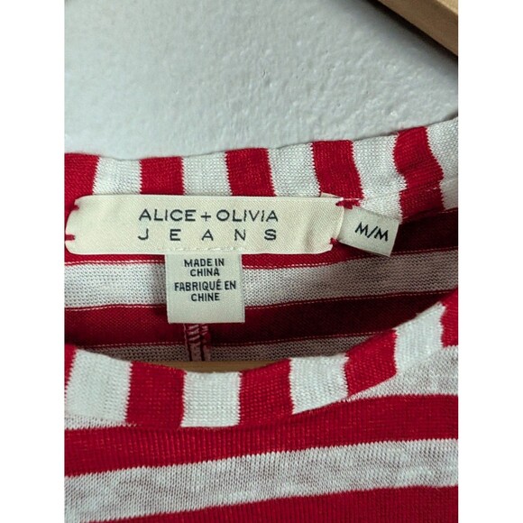 Alice and Olivia Jeans Multicolor Striped Linen Tee M - Picture 4 of 8